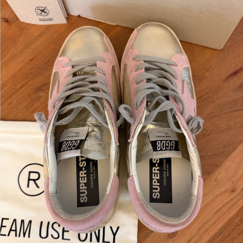 Golden Goose SUPER-STAR CLASSIC PLATINUM/PALE PINK - size 39 - Picture 3 of 5